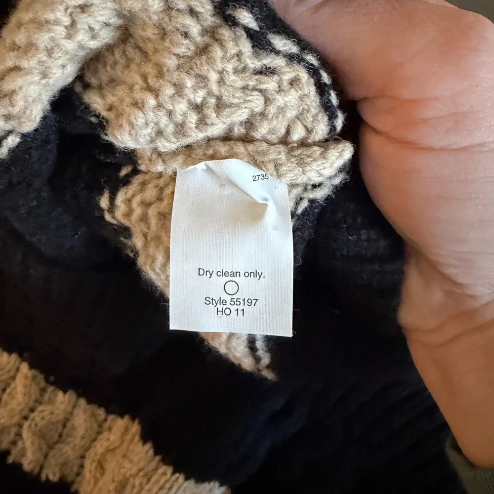 J. Crew Y2K Black & Cream Merino Wool Sweater NEW